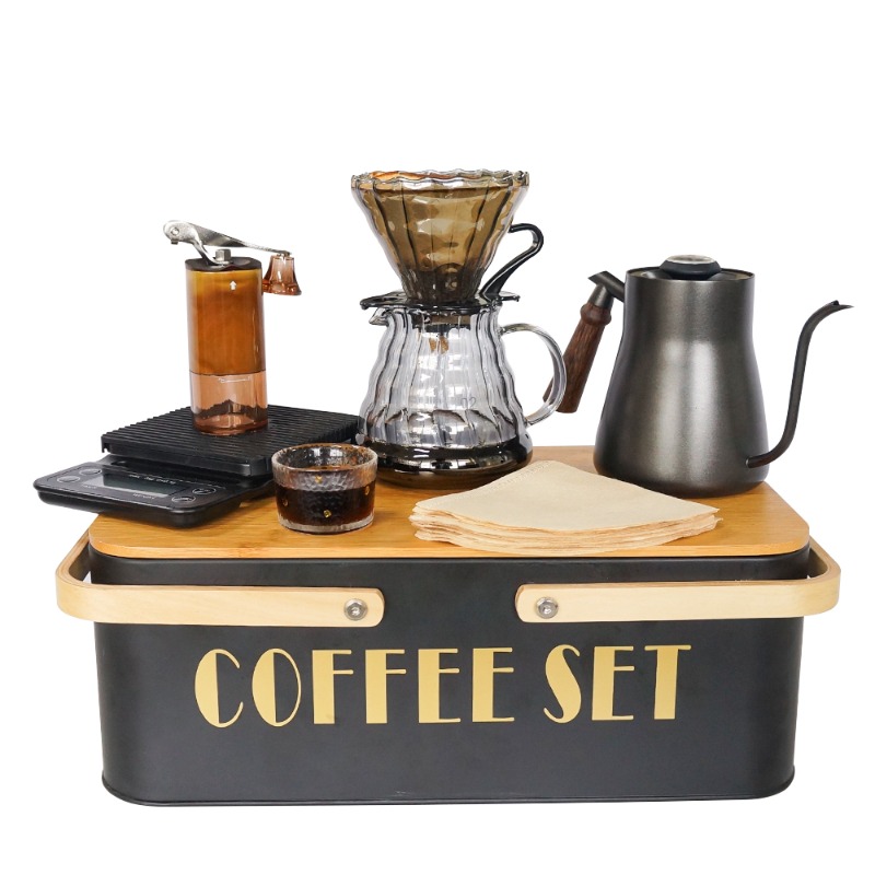 Pour Pot Aluminum - Conjunto de cafeteira portátil com jarra